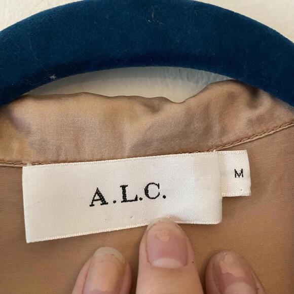 ALC rose gold satin long sleeve button down jumpsuit - Picture 5 of 7